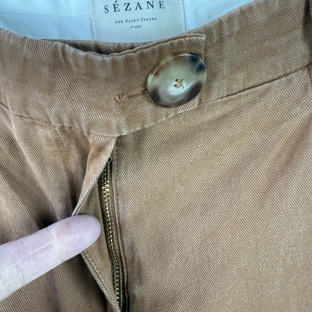 Sézane Constance Pants Women's 34 (US 2) Brown Pleated Wide Leg 26x28 $145 - Picture 6 of 11